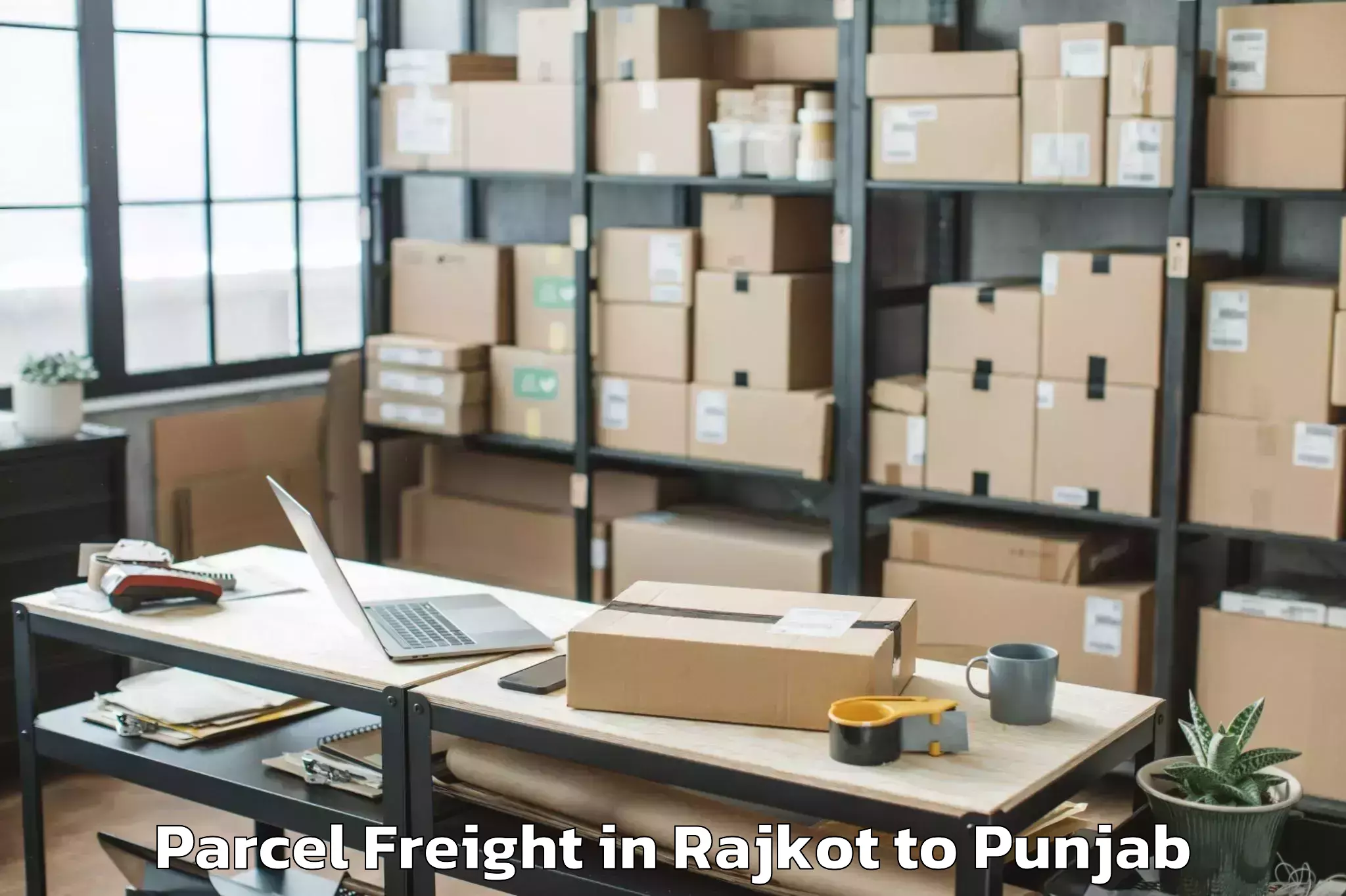 Easy Rajkot to Rampura Parcel Freight Booking